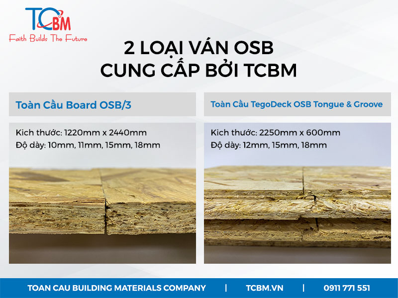 2 loại ván dăm OSB cung cấp bởi TCBM