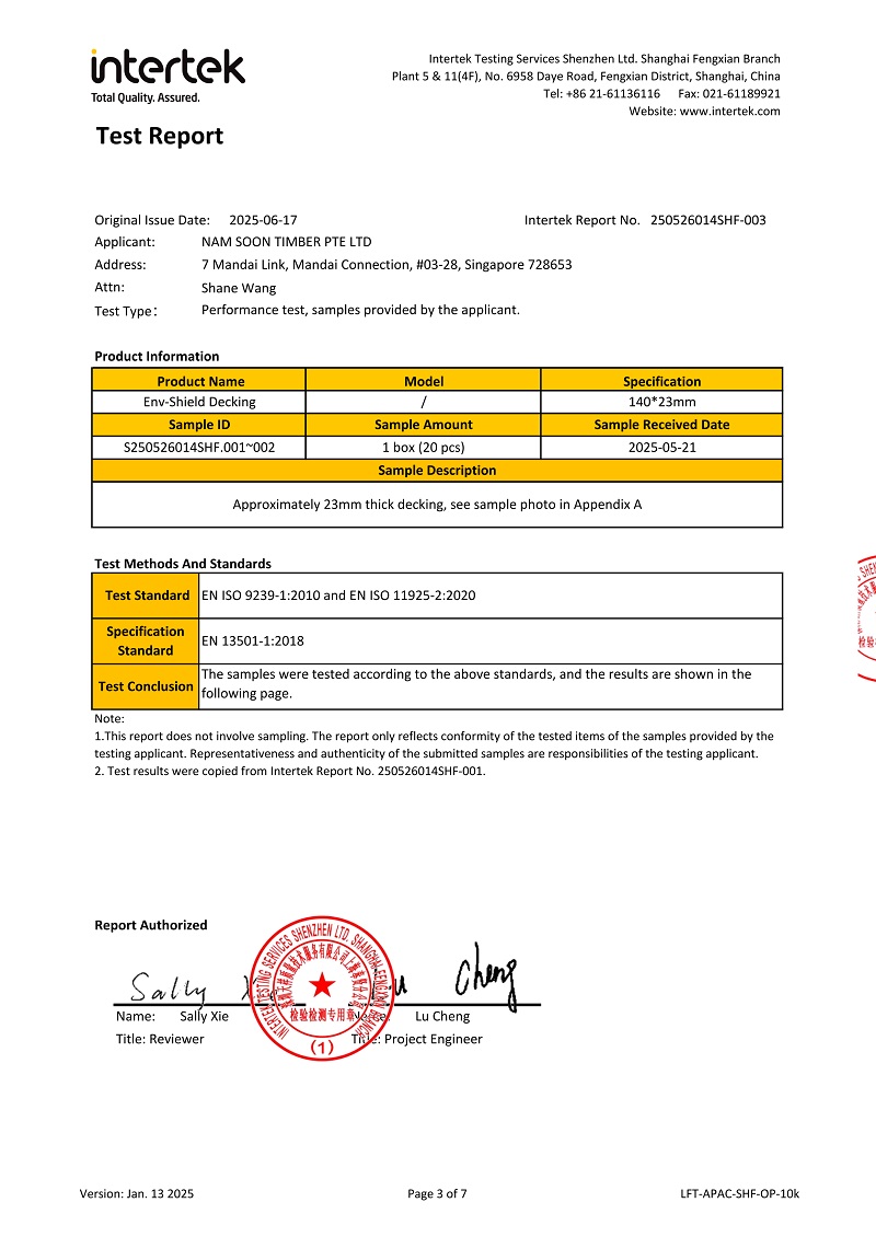 Fire Test Report